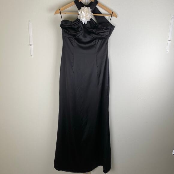 Meshki Dylan Rose Halter Dress Size S Black Maxi Halter Gala Formal Occasion - Picture 6 of 14